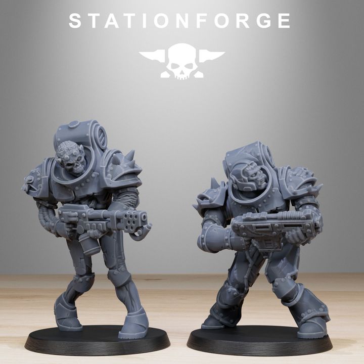 Space Knights Zombies (10 Units), proxy miniature, squad, 28mm heroic scale unpainted resin, view 6