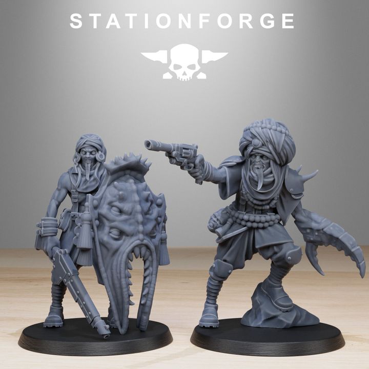 Dark Space Knights Guard Lechers (12 Units), proxy miniature, squad, 28mm heroic scale unpainted resin, view 4