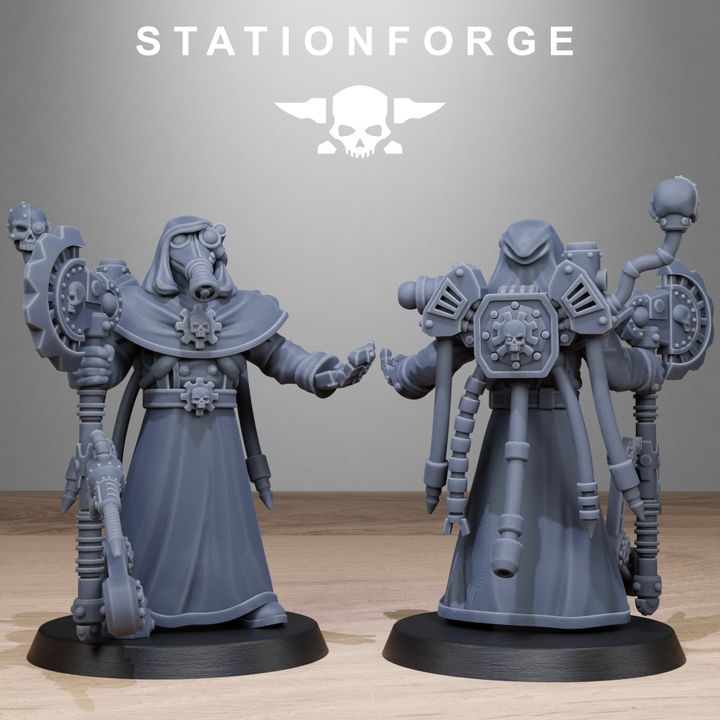 Grim Guard Tech Engineers, Imperial Army proxy miniature, character, 28mm heroic scale unpainted resin, view 10