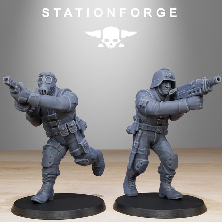 Imperial Army Grim Guard Counter Terrorists (10 Units), 28mm heroic scale unpainted resin, view 4