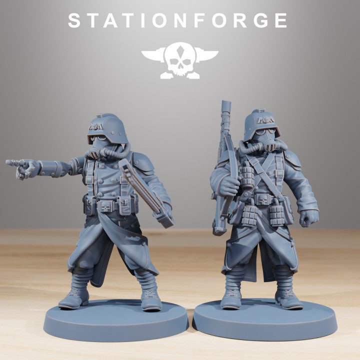Grim Guard Acolytes, Imperial Army proxy miniature, infantry, 28mm heroic scale unpainted resin, view 5