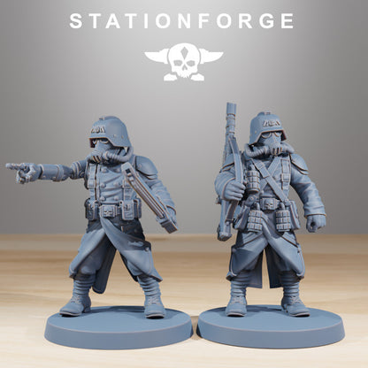 Grim Guard Acolytes, Imperial Army proxy miniature, infantry, 28mm heroic scale unpainted resin, view 5
