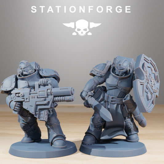 Space Knights Squad (10 Units), proxy miniature, squad, 28mm heroic scale unpainted resin, view 2