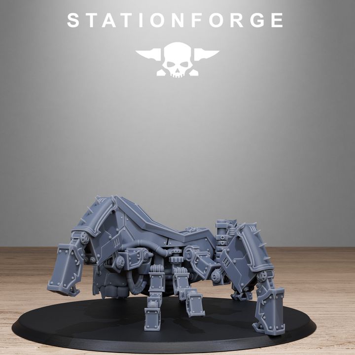 Scavenger Lectern Walker, Tech Priests proxy miniature, 28mm heroic scale unpainted resin, view 4