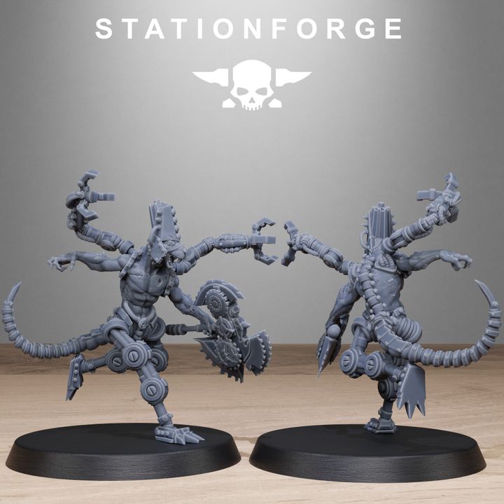 Raticus Technoclaw, Tech Priests proxy miniature, 28mm heroic scale unpainted resin, view 8