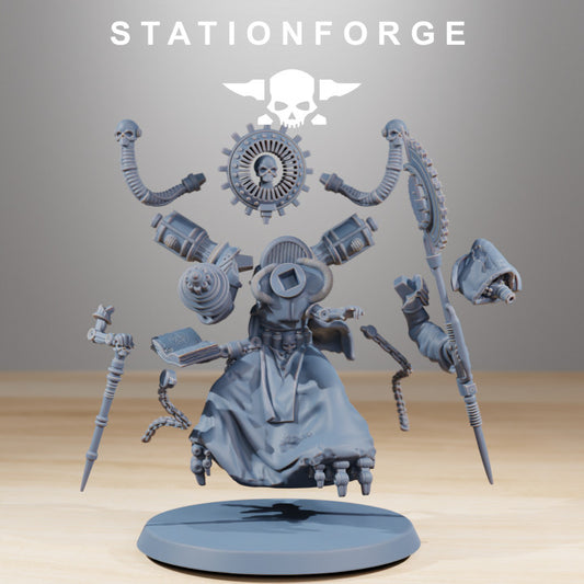 Scavenger Cultist Leader, Tech Priests proxy miniature, character, 28mm heroic scale unpainted resin, view 2