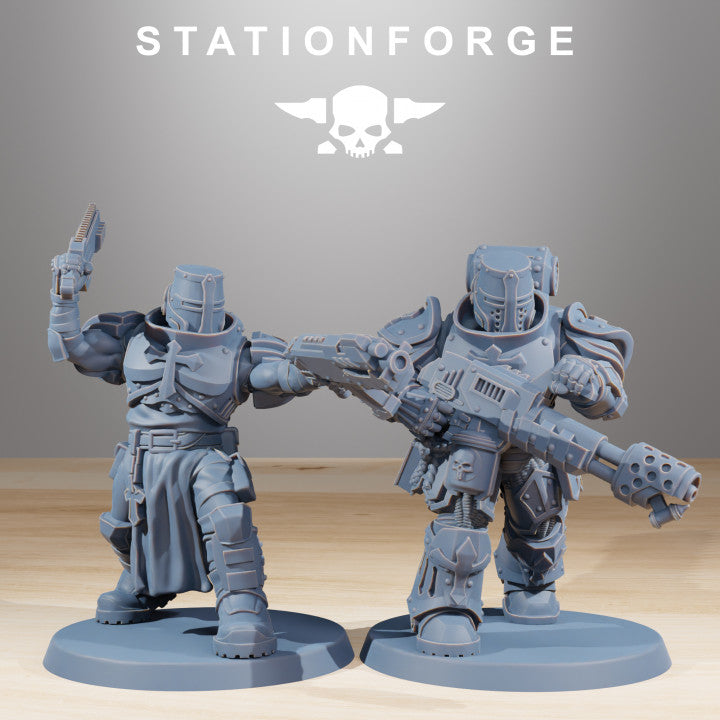 Space Knights Zealots (10 Units), proxy miniature, squad, 28mm heroic scale unpainted resin, view 6