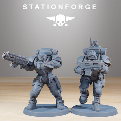 Space Knights Light Infantry (10 Units), proxy miniature, squad, 28mm heroic scale unpainted resin, view 7