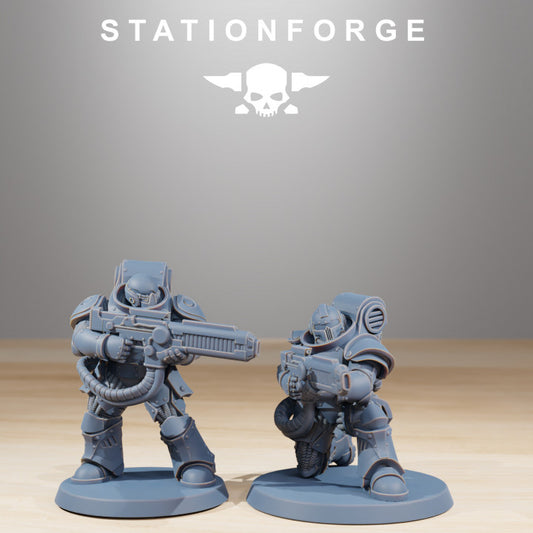Space Knights Exterminators (10 Units), proxy miniature, squad, 28mm heroic scale unpainted resin, view 2