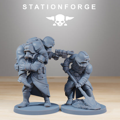 Grim Guard Casualties, Imperial Army proxy miniature, infantry, 28mm heroic scale unpainted resin, view 3