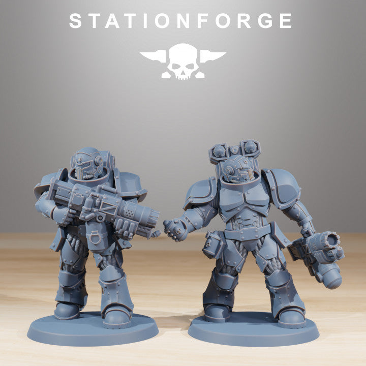 Space Knights Ravagers (10 Units), proxy miniature, squad, 28mm heroic scale unpainted resin, view 5