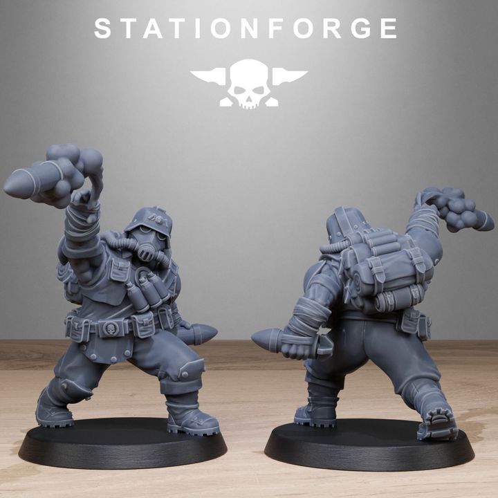 Grim Guard Jungle Fighter Mutants, Imperial Army proxy miniature, infantry, 28mm heroic scale unpainted resin, view 9