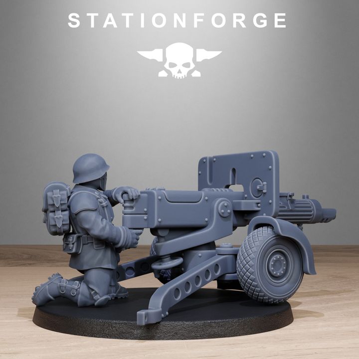 Free Guard Light Machine Gun, Imperial Army proxy miniature, artillery, 28mm heroic scale unpainted resin, view 3