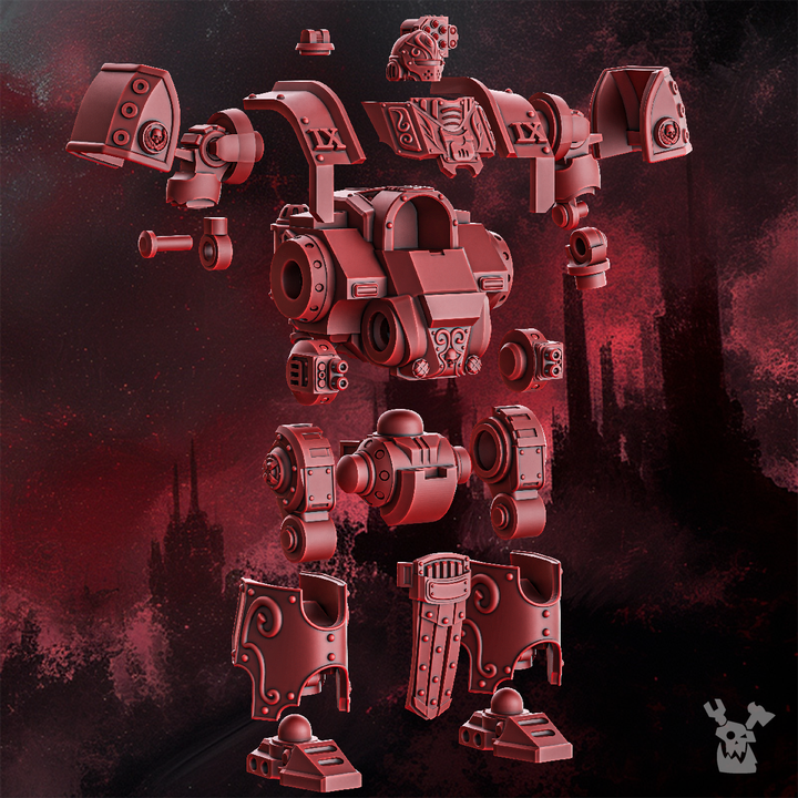 Crimson Knights Heavy Walker, proxy miniature, 28mm heroic scale unpainted resin, view 8