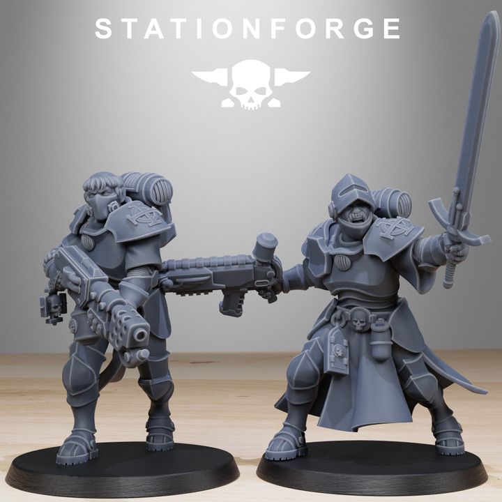 Imperial Army Brotherhood, proxy miniature, 28mm heroic scale unpainted resin, view 5