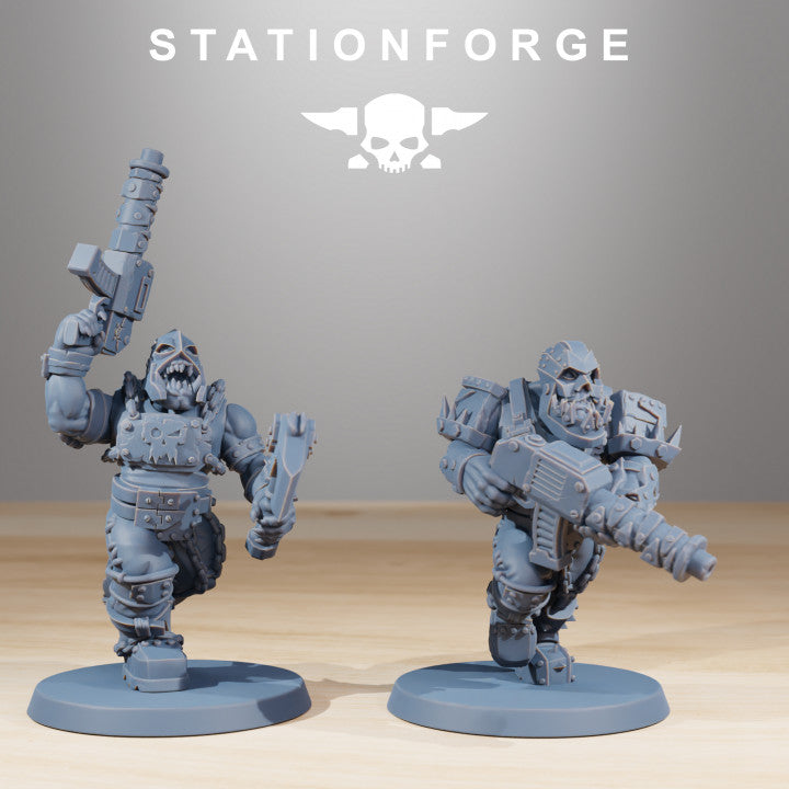 Orks Berserkers, proxy miniature, 28mm heroic scale unpainted resin, view 2