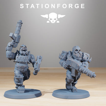 Orks Berserkers, proxy miniature, 28mm heroic scale unpainted resin, view 2