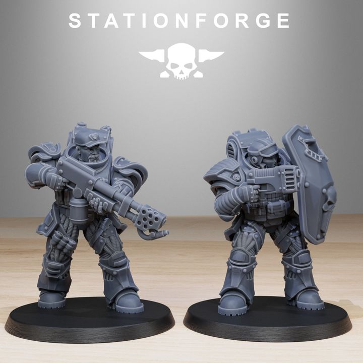 Space Knights Light Reinforcement (10 Units), proxy miniature, squad, 28mm heroic scale unpainted resin, view 7