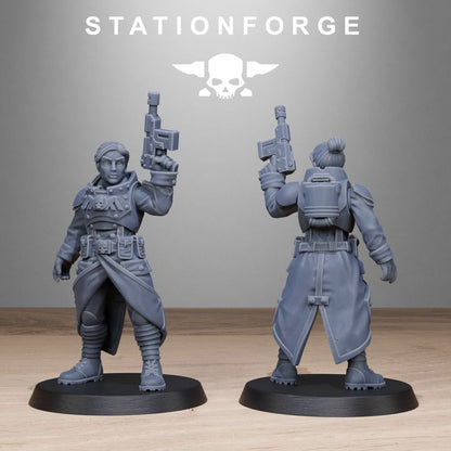 Grim Guard Sisters, Battle Sisters proxy miniature, infantry, 28mm heroic scale unpainted resin, view 4