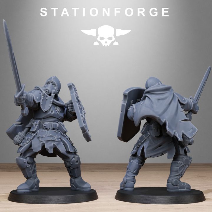 Royal Guard Bloodwardens, Imperial Army proxy miniature, infantry, 28mm heroic scale unpainted resin, view 3