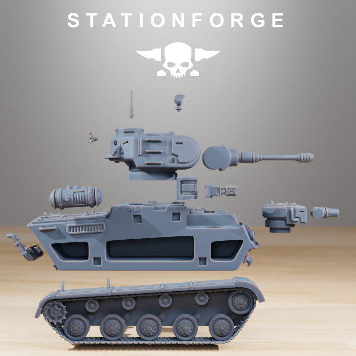 Grim Guard Heavy Battle Tank, Imperial Army proxy miniature, 28mm heroic scale unpainted resin, view 2