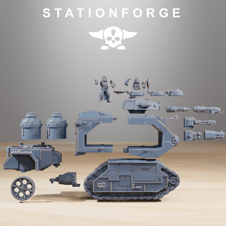 Grim Guard Flame Tank, Imperial Army proxy miniature, 28mm heroic scale unpainted resin, view 4