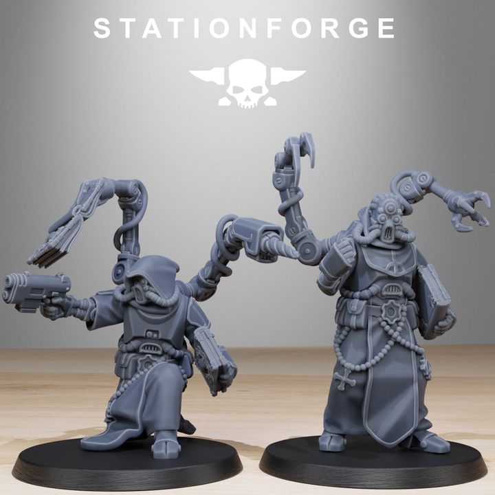 Tech Priests Scavenger Monks (10 Units), 28mm heroic scale unpainted resin, view 5