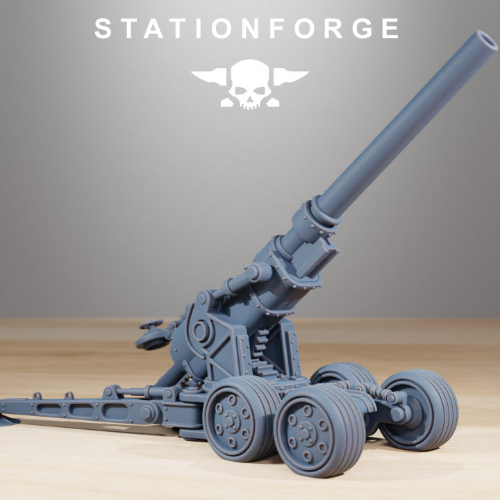 Grim Guard Heavy Artillery, Imperial Army proxy miniature, 28mm heroic scale unpainted resin, view 3