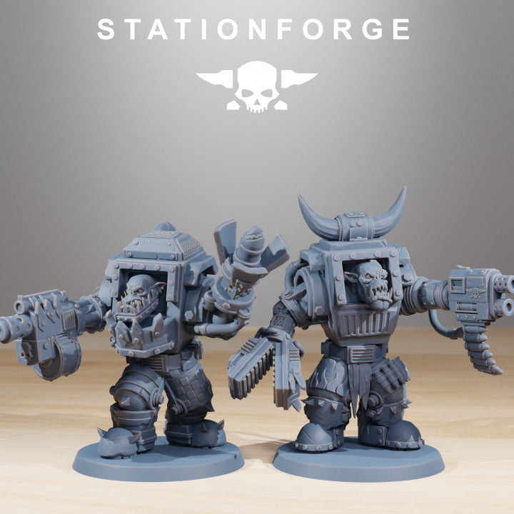 Orks Steelbrutes (10 Units), proxy miniature, squad, 28mm heroic scale unpainted resin, view 5