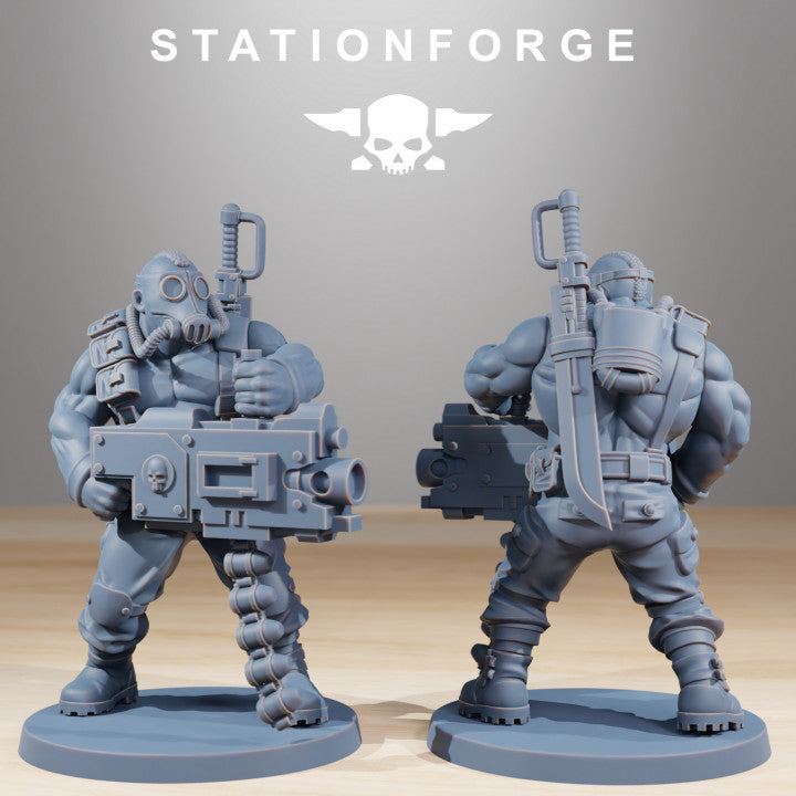 Grim Guard Hunters, Imperial Army proxy miniature, infantry, 28mm heroic scale unpainted resin, view 9
