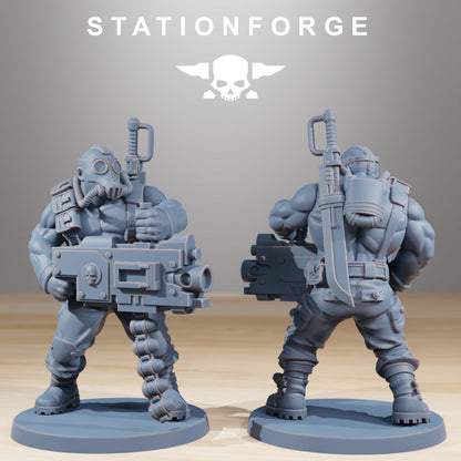 Grim Guard Hunters, Imperial Army proxy miniature, infantry, 28mm heroic scale unpainted resin, view 9