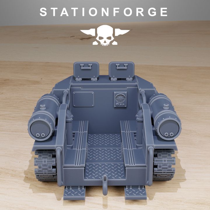 Grim Guard Tankette, Imperial Army proxy miniature, infantry, 28mm heroic scale unpainted resin, view 8