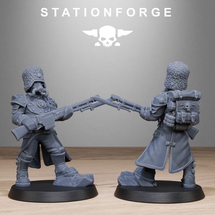 Grim Guard Royals, Imperial Army proxy miniature, infantry, 28mm heroic scale unpainted resin, view 4