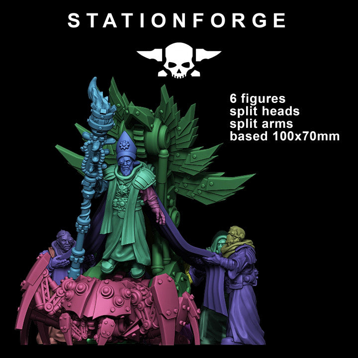 Scavenger Priest, Tech Priests proxy miniature, character, 28mm heroic scale unpainted resin, view 6