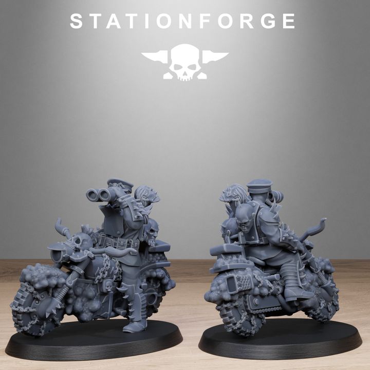 Dark Space Knights Guard Bikers, proxy miniature, infantry, 28mm heroic scale unpainted resin, view 2