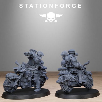 Dark Space Knights Guard Bikers, proxy miniature, infantry, 28mm heroic scale unpainted resin, view 2