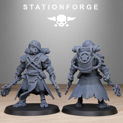 Scavenger Scorchers, Tech Priests proxy miniature, 28mm heroic scale unpainted resin, view 6