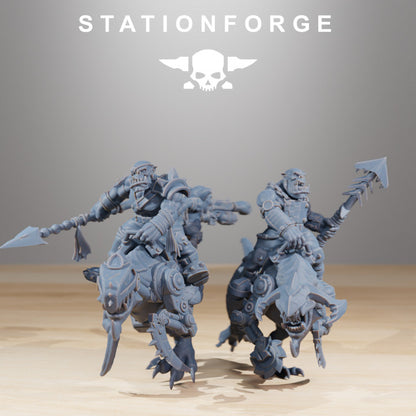 Orks Beast Riders Boss, proxy miniature, character, 28mm heroic scale unpainted resin, view 8