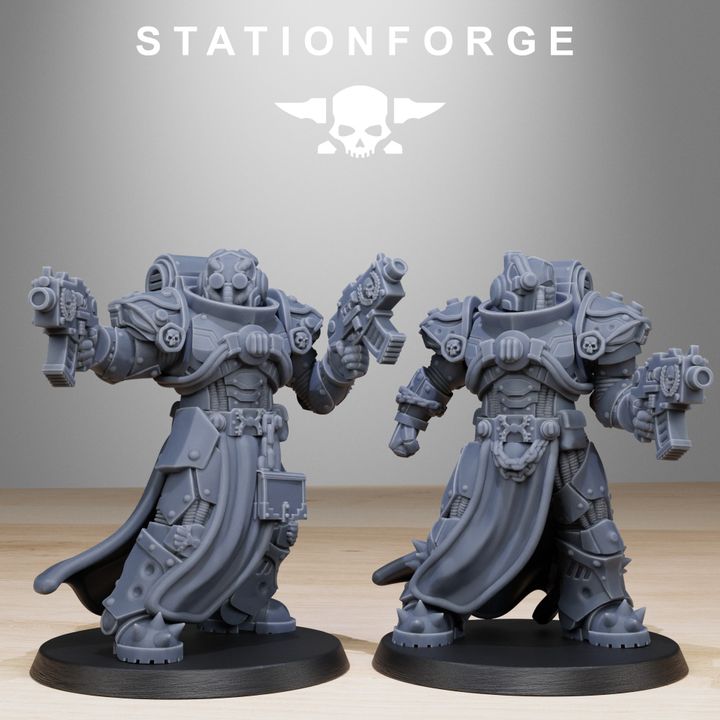 Space Knights Militants (10 Units), proxy miniature, squad, 28mm heroic scale unpainted resin, view 6