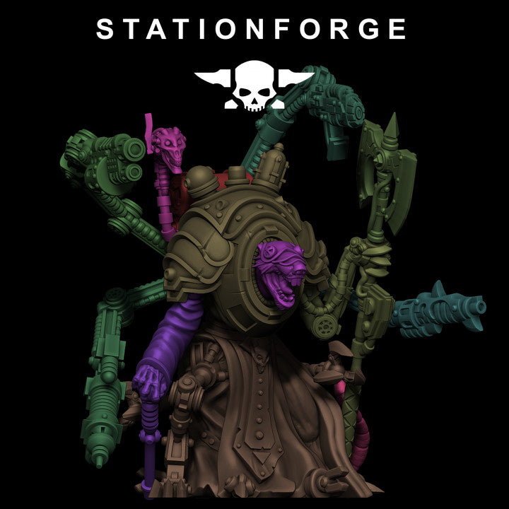 Raticus Techer, Tech Priests proxy miniature, 28mm heroic scale unpainted resin, view 6