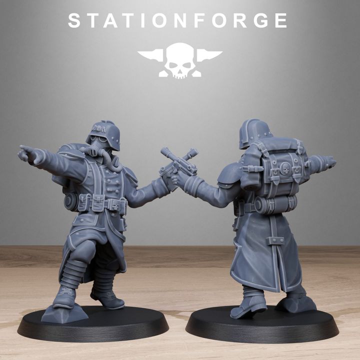 Grim Guard Rocketeers, Imperial Army proxy miniature, infantry, 28mm heroic scale unpainted resin, view 9