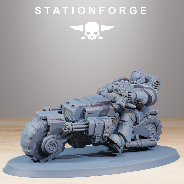 Space Knights Bikers (10 Units), proxy miniature, squad, 28mm heroic scale unpainted resin, view 8