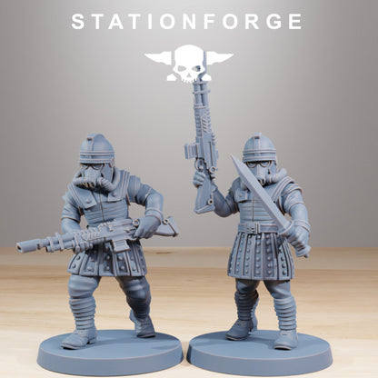 Imperial Army Grim Guard Vexillatio (12 Units), 28mm heroic scale unpainted resin, view 4