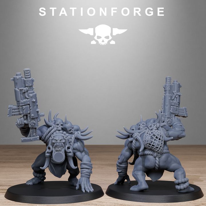 Orks Tribal Infantry, proxy miniature, 28mm heroic scale unpainted resin, view 4