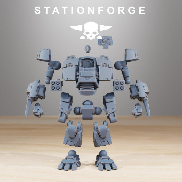 Space Knights Dreadstorm, proxy miniature, walker, 28mm heroic scale unpainted resin, view 3