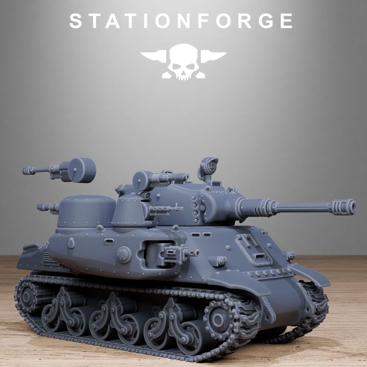 Free Guard Battle Tank, Imperial Army proxy miniature, 28mm heroic scale unpainted resin, view 6