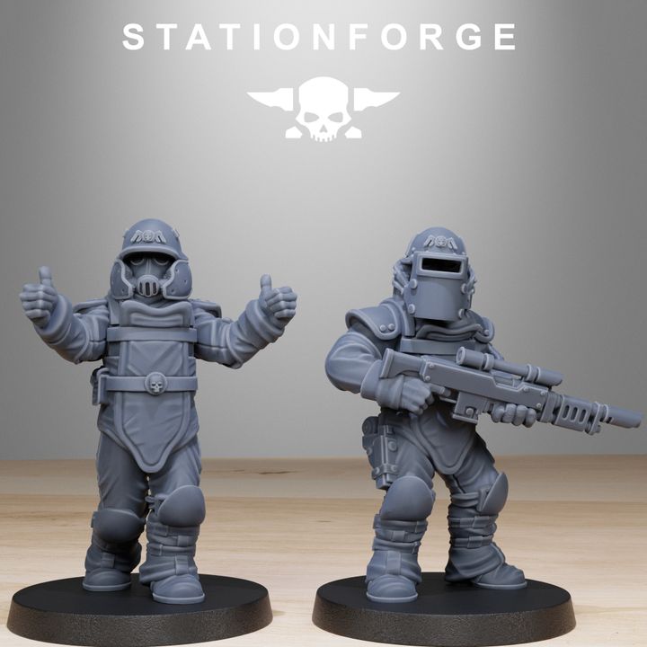 Imperial Army Grim Guard Bomb Squad (10 Units), 28mm heroic scale unpainted resin, view 3