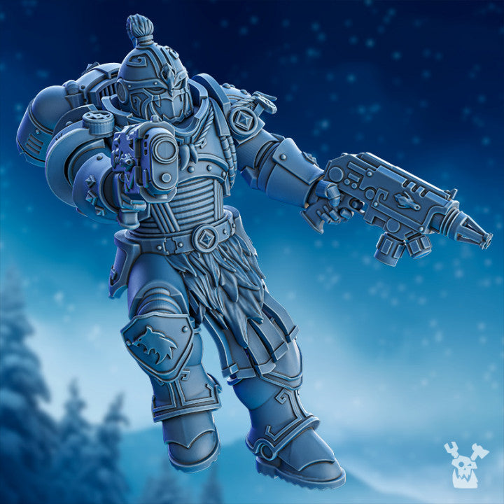 Wolf Knights Tempest Wolves Squad, proxy miniature, 28mm heroic scale unpainted resin, view 3