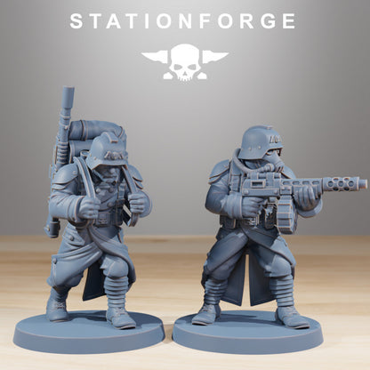 Grim Guard Combatants, Imperial Army proxy miniature, infantry, 28mm heroic scale unpainted resin, view 7