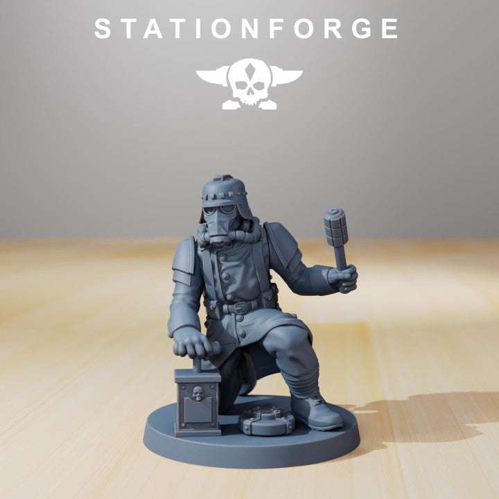Grim Guard Supporters, Imperial Army proxy miniature, infantry, 28mm heroic scale unpainted resin, view 6